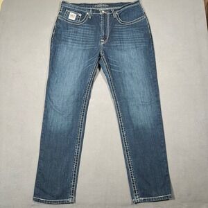 Cinch Men's White Label Dark Jeans Size 36x32 Blue Straight Leg Distressed